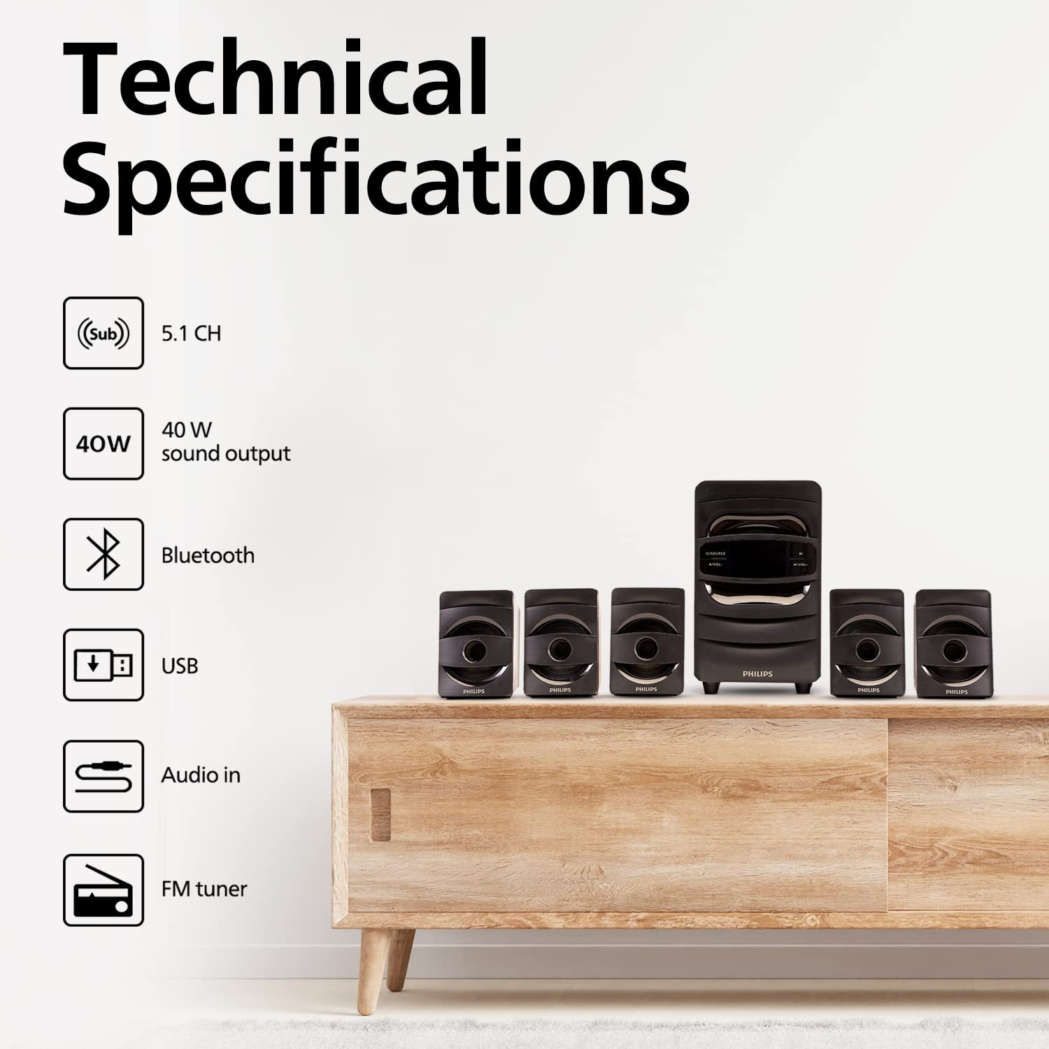 Philips Audio SPA5128B 5.1 CH 40W